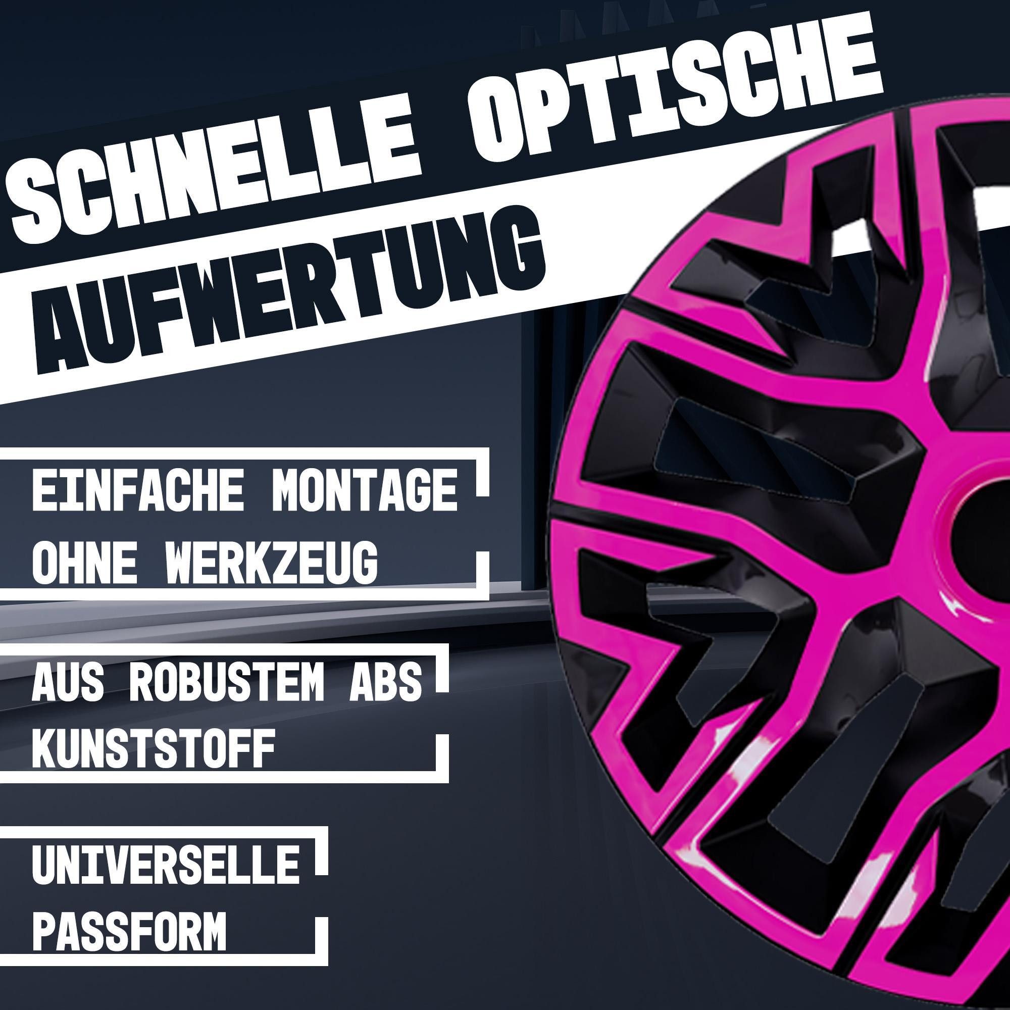 NRM Radkappe Radzierblende NRM THE BEST 16 Zoll BICOLOR pink/schwarz, 16 in Zoll, (4-St)