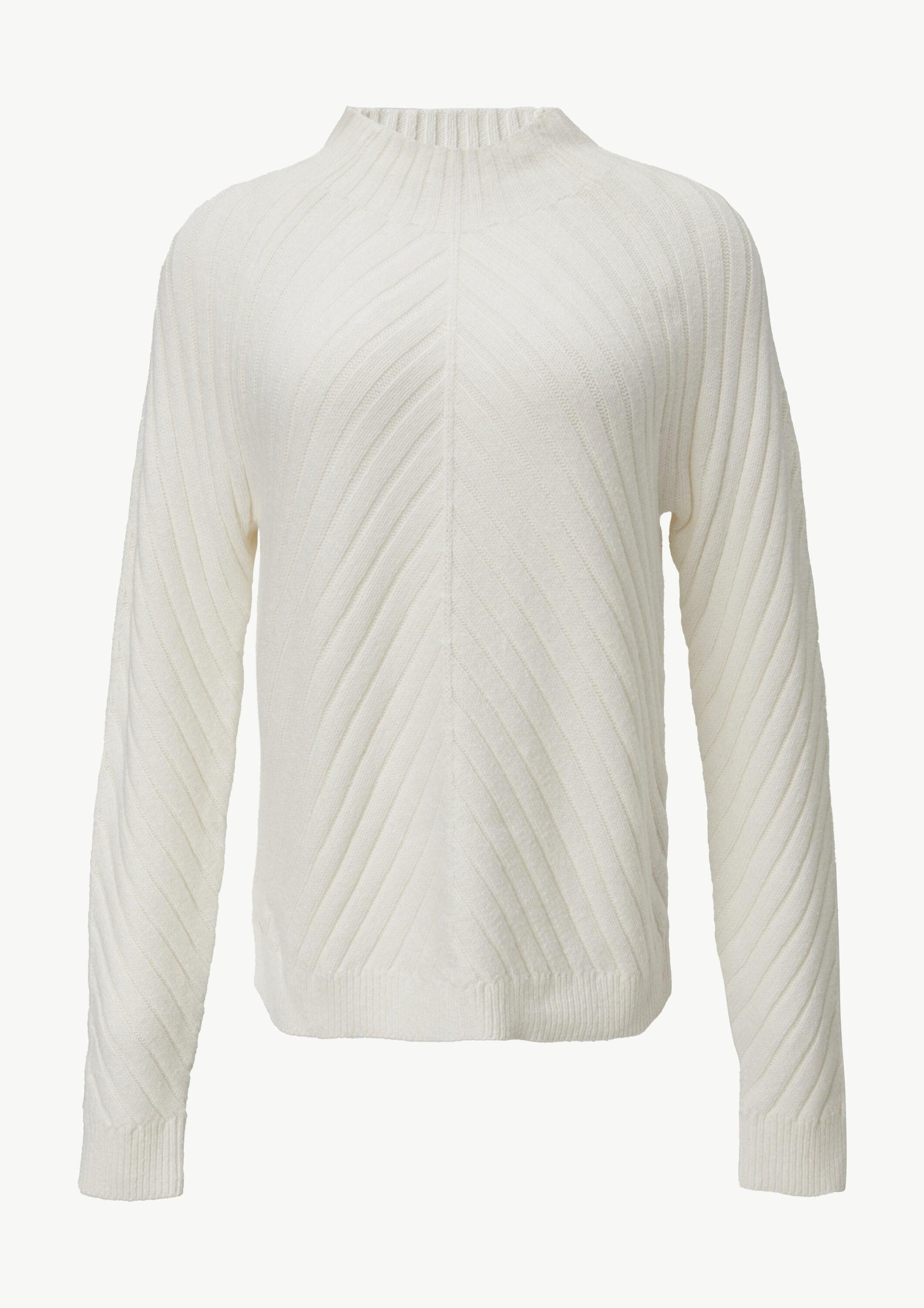 comma Longpullover Strickpullover Pullover mit Strickmuster aus Baumwollmix