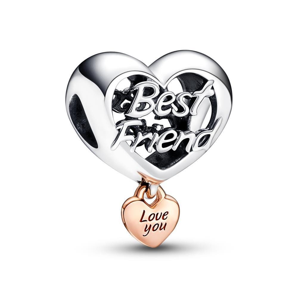 Charm-Einhänger Herz Charm Love your best friend aus 925er Silber von PANDORA