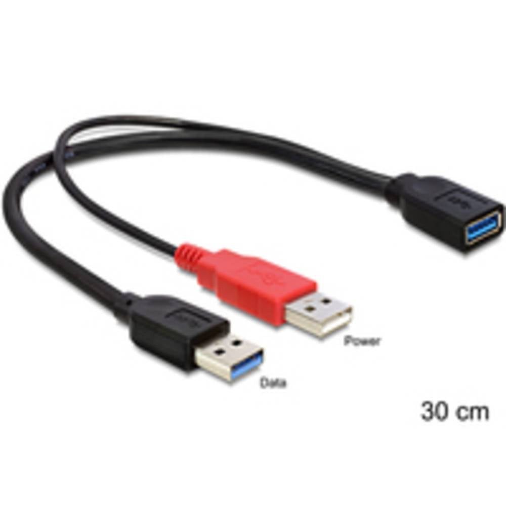 Delock USB 3.0-A Buchse + USB 3.0-A Stecker an USB 2.0-A Stecker 83176 USB-Kabel, (30.00 cm), vergoldete Steckkontakte, UL-zertifiziert