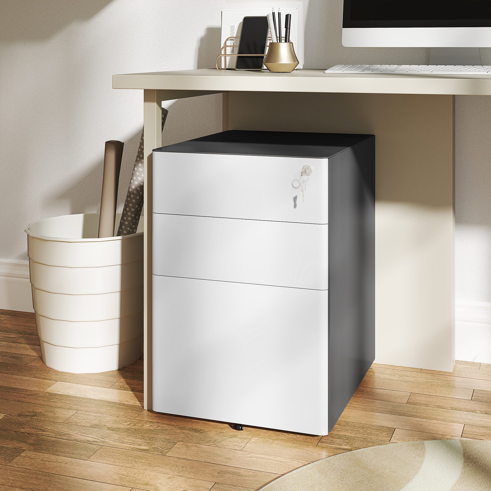 Vinsetto Rollcontainer mobiler Aktenschrank mit 3 günstig online kaufen