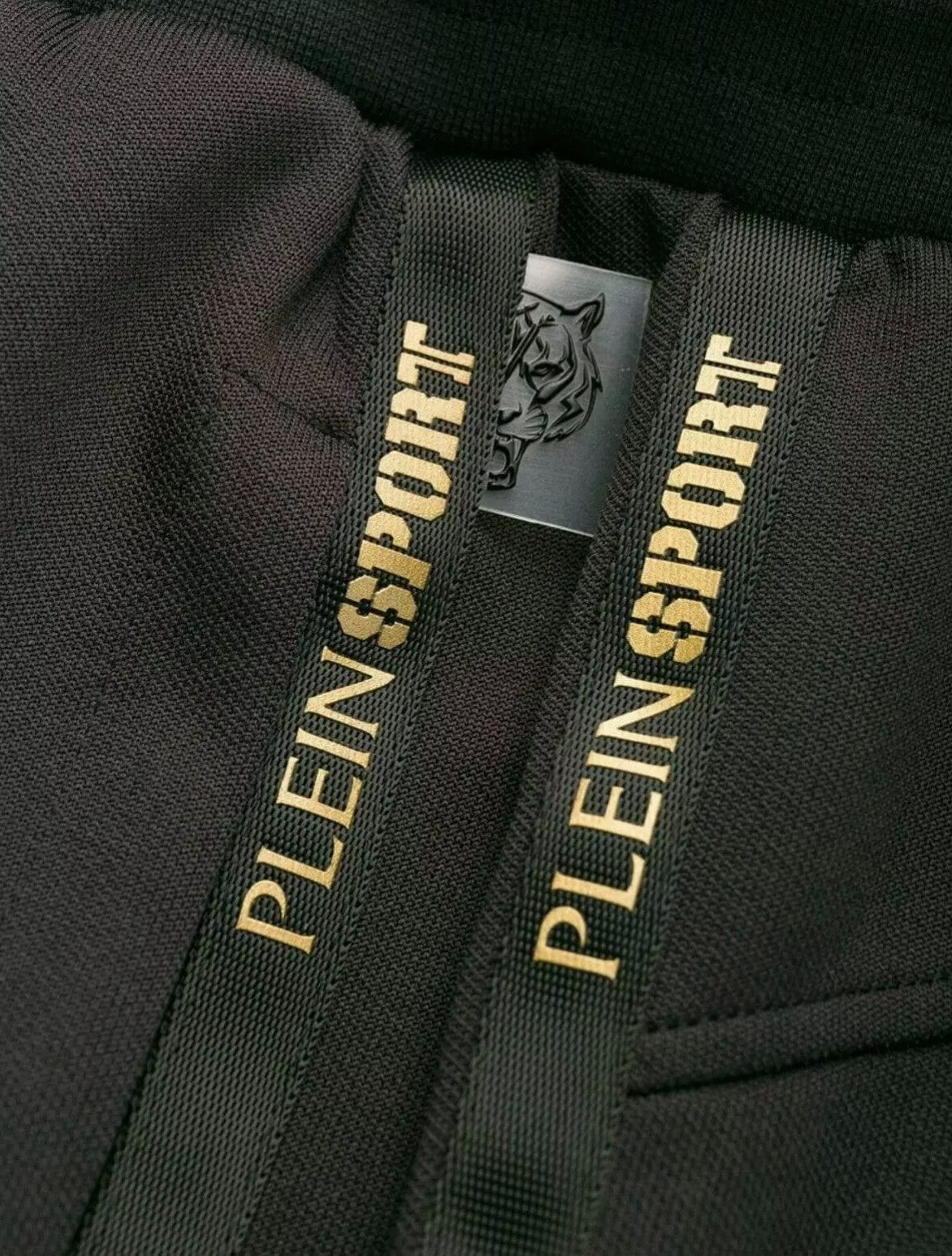PHILIPP PLEIN Jogginghose Lounge Hose Mit Logo Tape Streifen Slim Fit Verstellbarer Kordelzug, Logo-Tape-Details, Welt-Details, Logo-Patch
