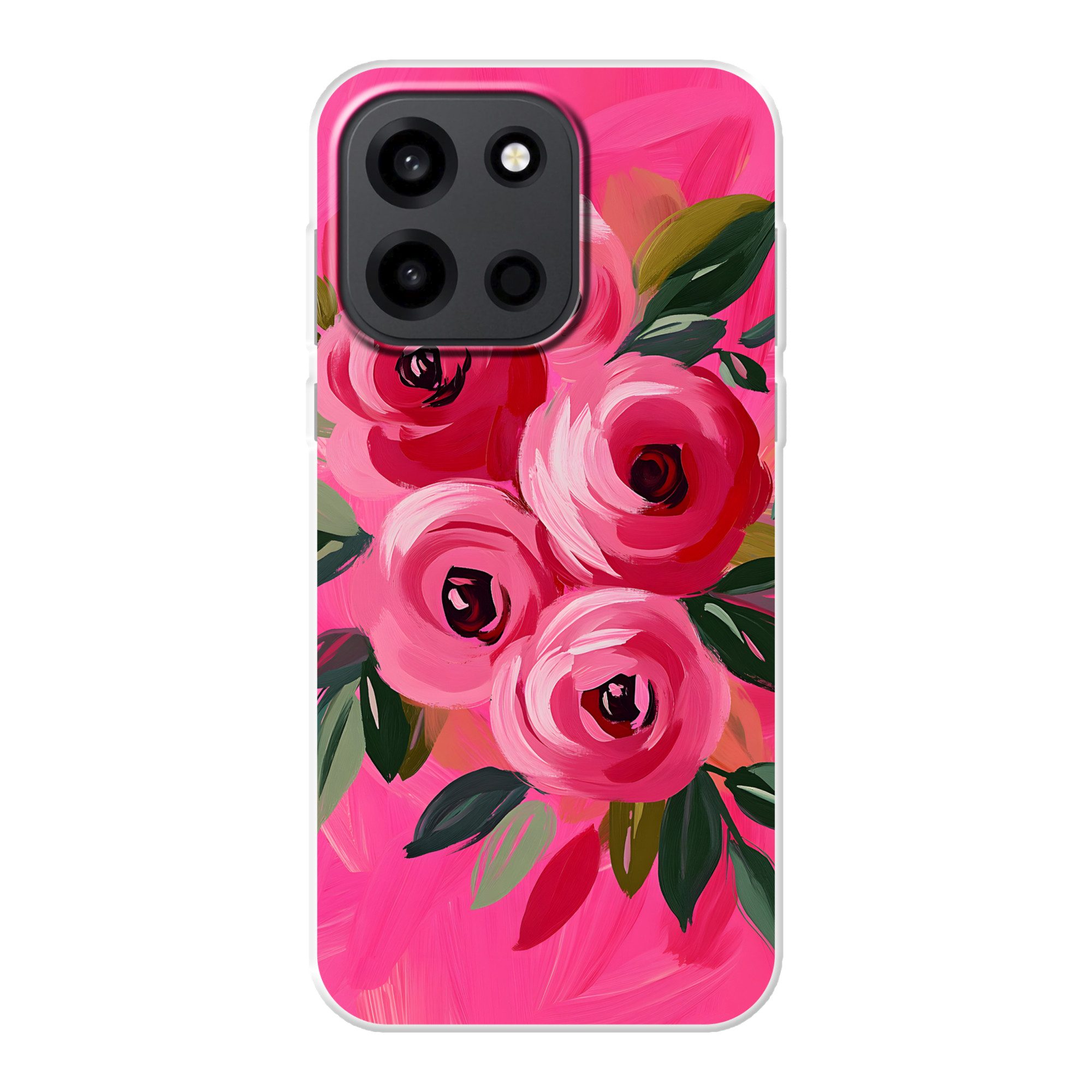 MuchoWow Handyhülle für OnePlus Turbo 6 5G Blumen - Farbe - Rosa, Handy Case, Silikon, Bumper Case Dünn