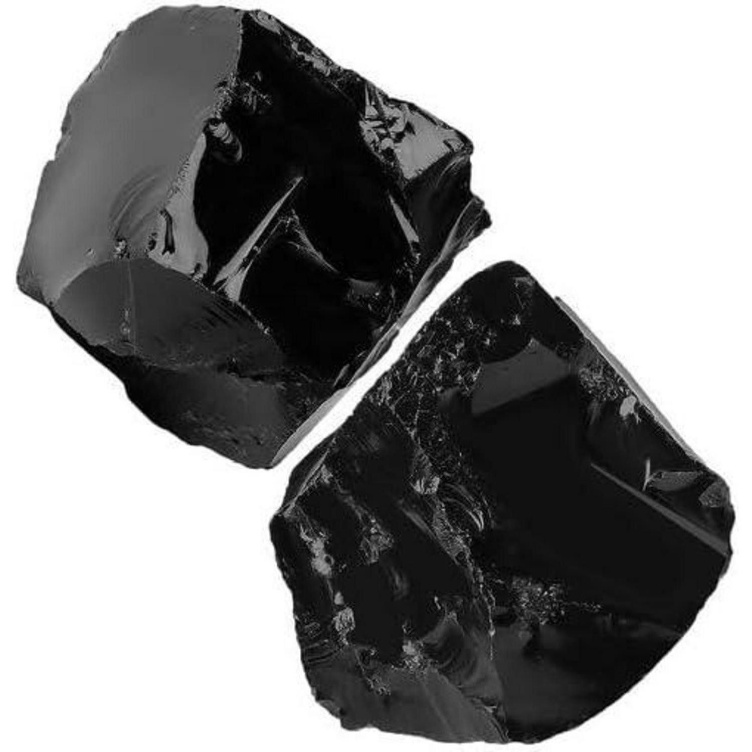 LuxusKollektion Stein Obsidian Kristall Rohstein 2 Stück 100% Natursteine Meditation Reiki