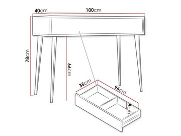 MIRJAN24 Konsolentisch Ovessi 1SZ (mit Schublade), Grifflosem Öffnen - "push to open"