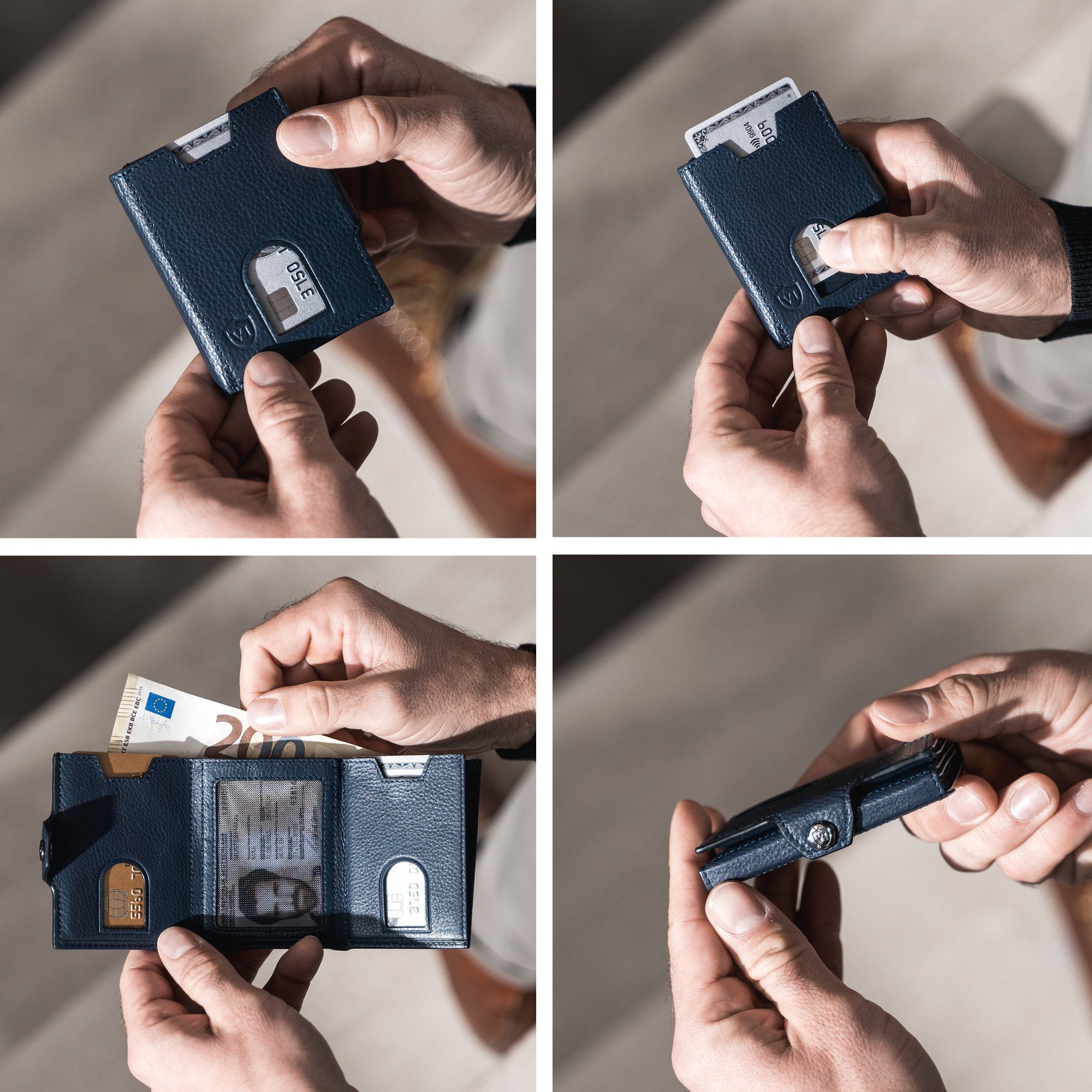 VON HEESEN Geldbörse Whizz Geschenkbox Slim RFID-Schutz Wallet Blau 6 Geldbeutel Wallet & inkl. Kartenfächer, Portemonnaie mit