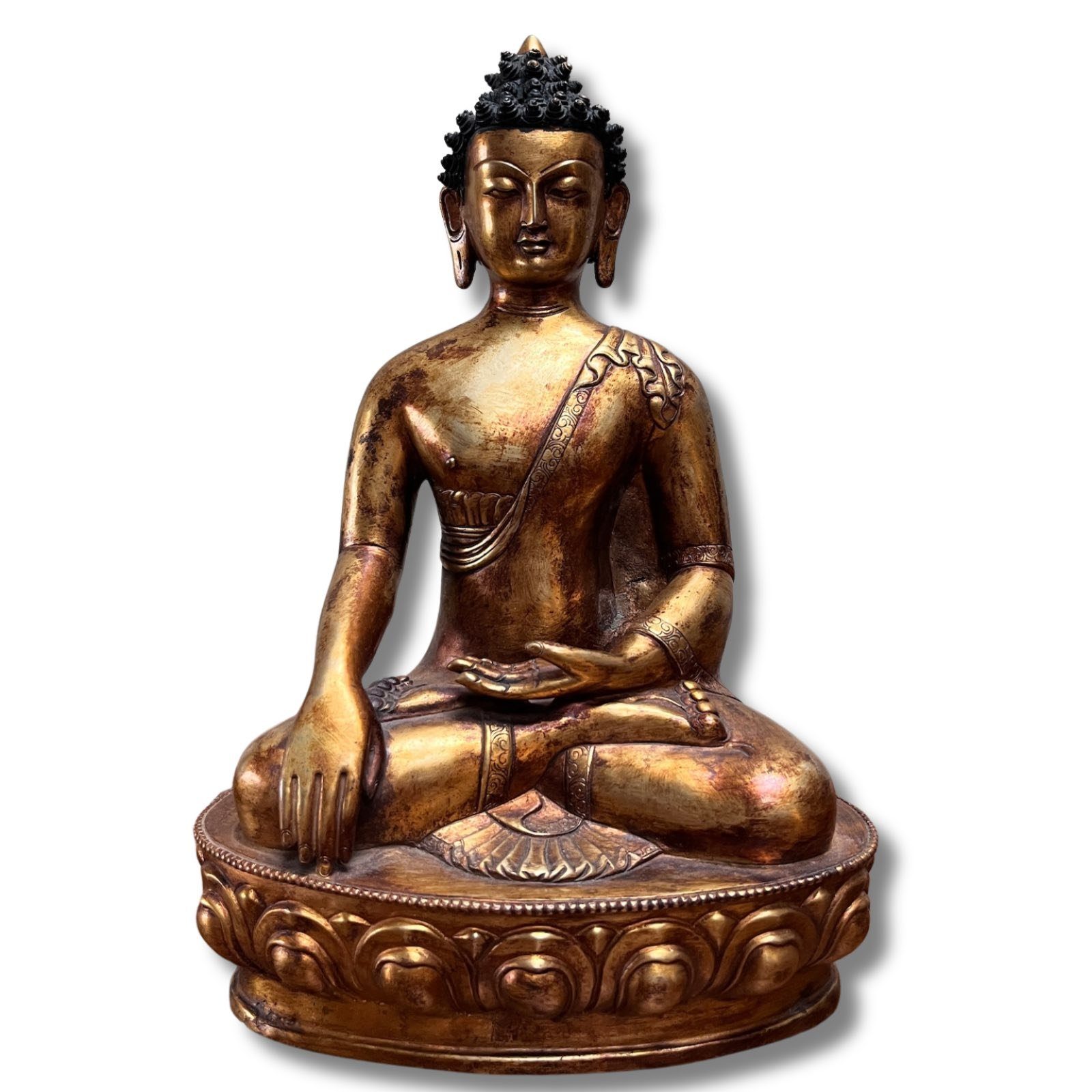 Asien LifeStyle Buddhafigur Buddha Figur Bronze Tibet vergoldete Skulptur 31cm groß Qualität