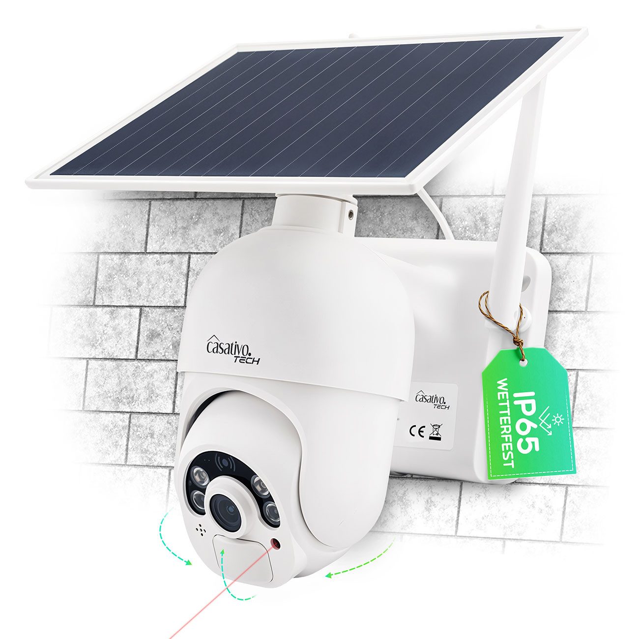 Casativo Überwachungskamera Überwachungskamera, solarbetrieben / kabellos, Pan-Tilt, FullHD (2-tlg., PIR Sensor, Nachtsicht, 2-Wege-Audio/ Video, IP66)