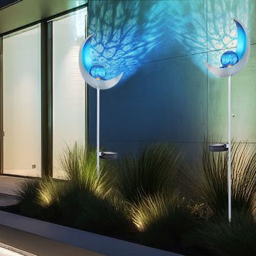 Globo LED Außen-Stehlampe, LED-Leuchtmittel fest verbaut, Kaltweiß, Solar Fackeln Mond Garten Gartendeko Solarlampe