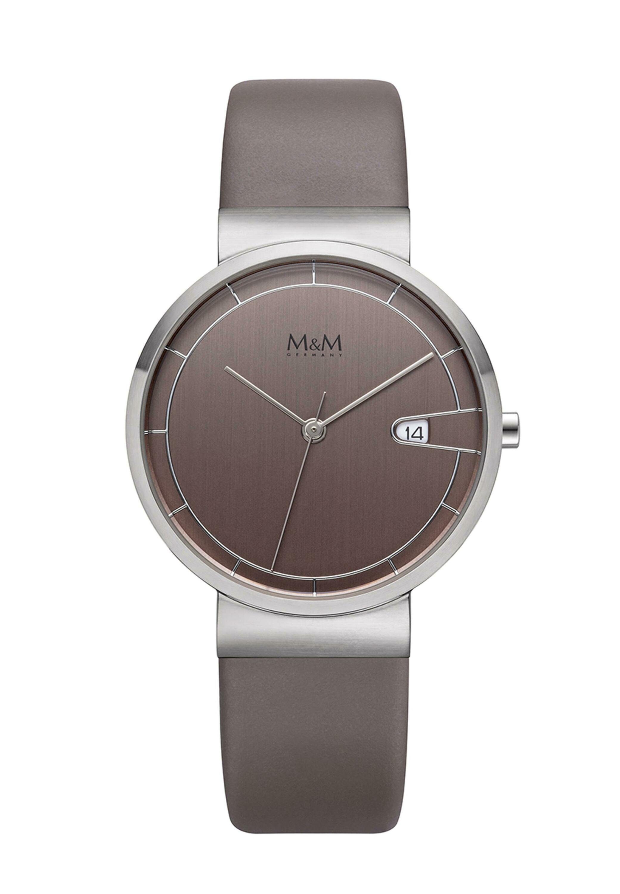 M&M Quarzuhr Armbanduhren Damen Lederarmband Day Date (1-tlg), Analoguhr rund mit Lederarmband, Designer Uhr, deutsche Manufaktur, inkl. edles Etui mehr