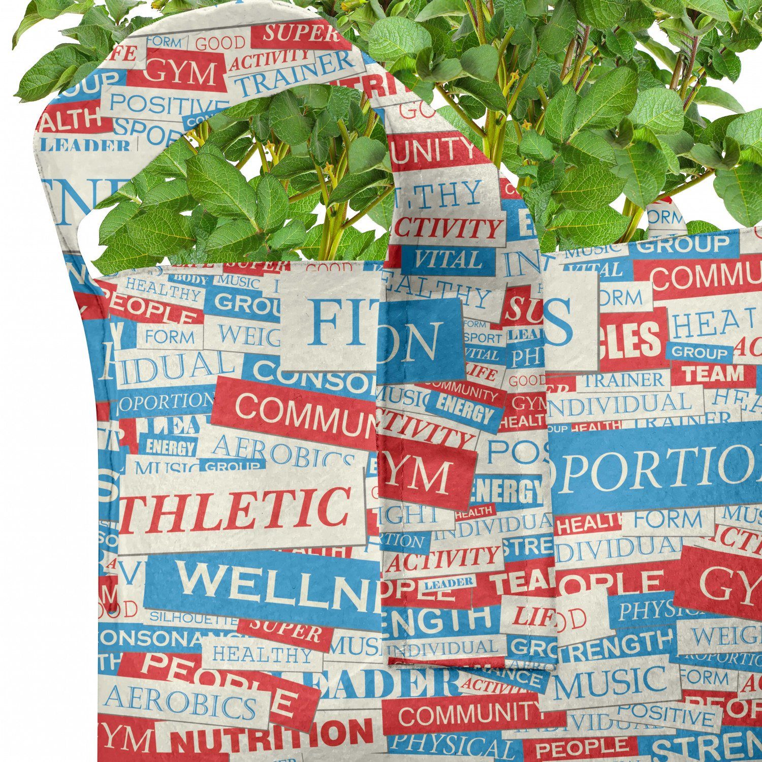 Pflanzen, hochleistungsfähig Griffen Körperpflege mit Abakuhaus Fitness Stofftöpfe Wörter Collage Pflanzkübel für