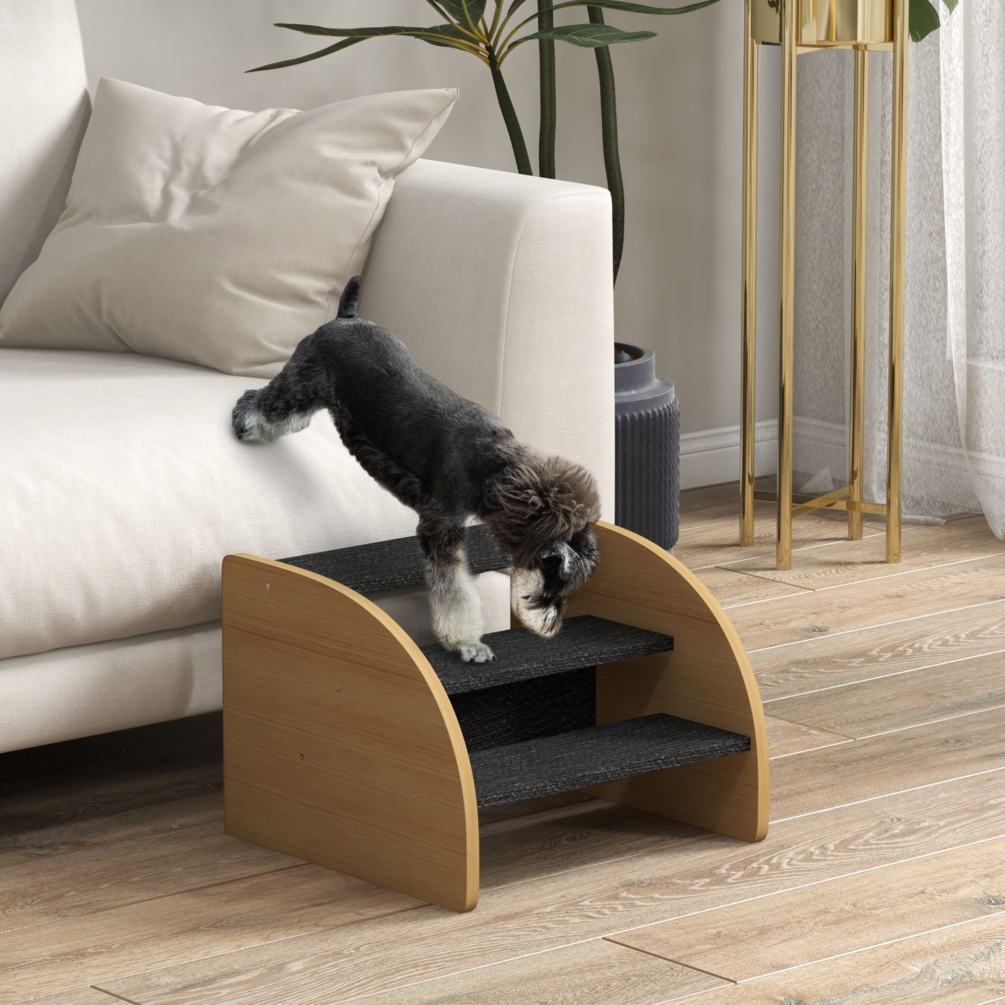furnicato Hunderampe Haustiertreppe Eiche 38,5L x 38,5B x 30H cm für kleine (1-St)