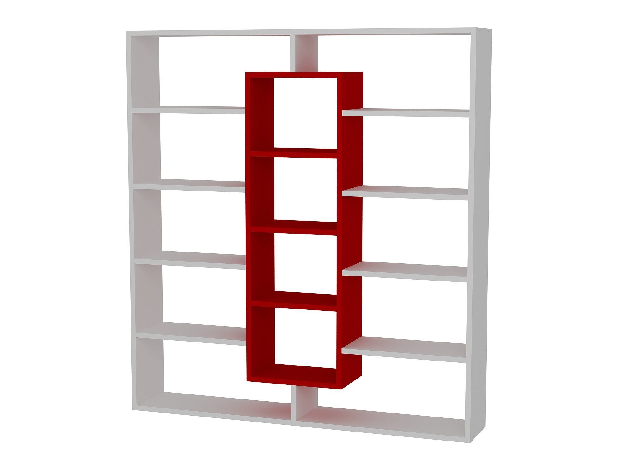 135,7x125x22 WAT, Weiß,rot, Skye cm Decor Bücherregale, Bücherregal Ample