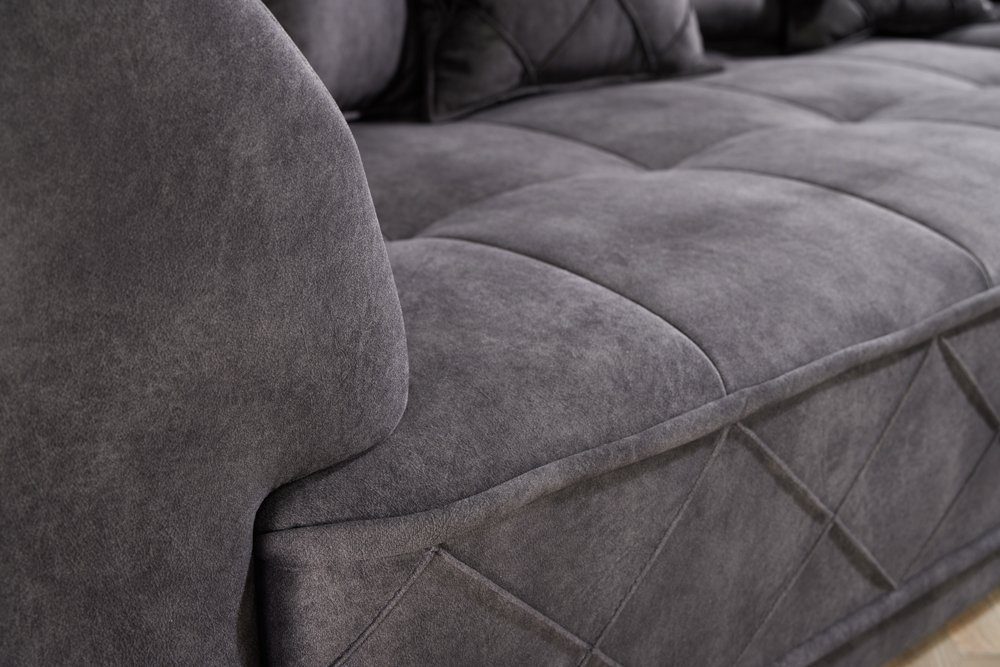 riess-ambiente Ecksofa DECADENCIA 320cm · XXL · · Couch 1 Design · Teile, Kissen inkl. Einzelartikel · dunkelgrau, Samt L-Form Modern Wohnzimmer
