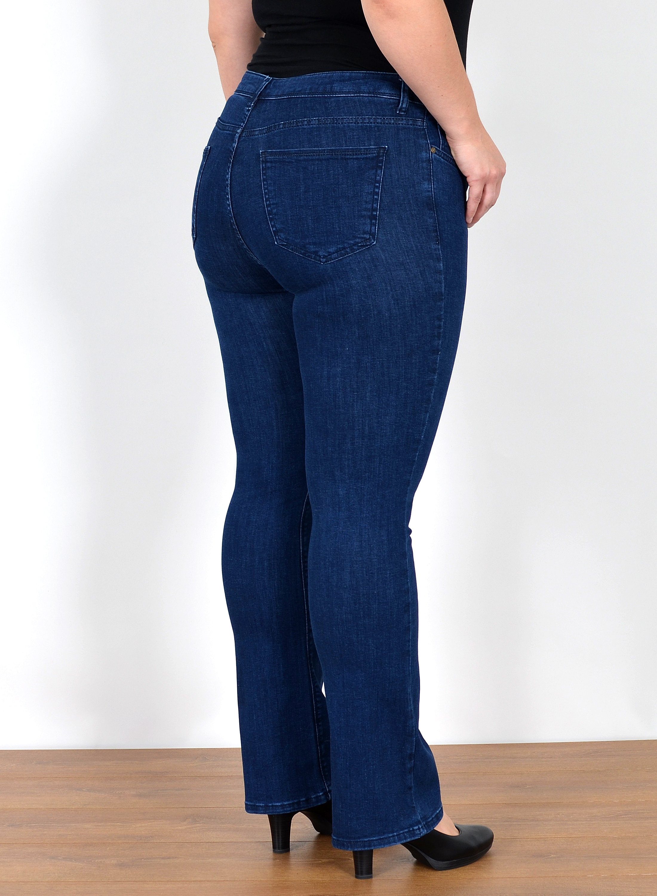 ESRA Bootcut-Jeans Stretch Jeans Damen High Waist Bootcut Jeans bis Übergröße Plus Size Wide Leg Jeans Damen Bootcut Schlaghose Damen Jeans Flared High Waist