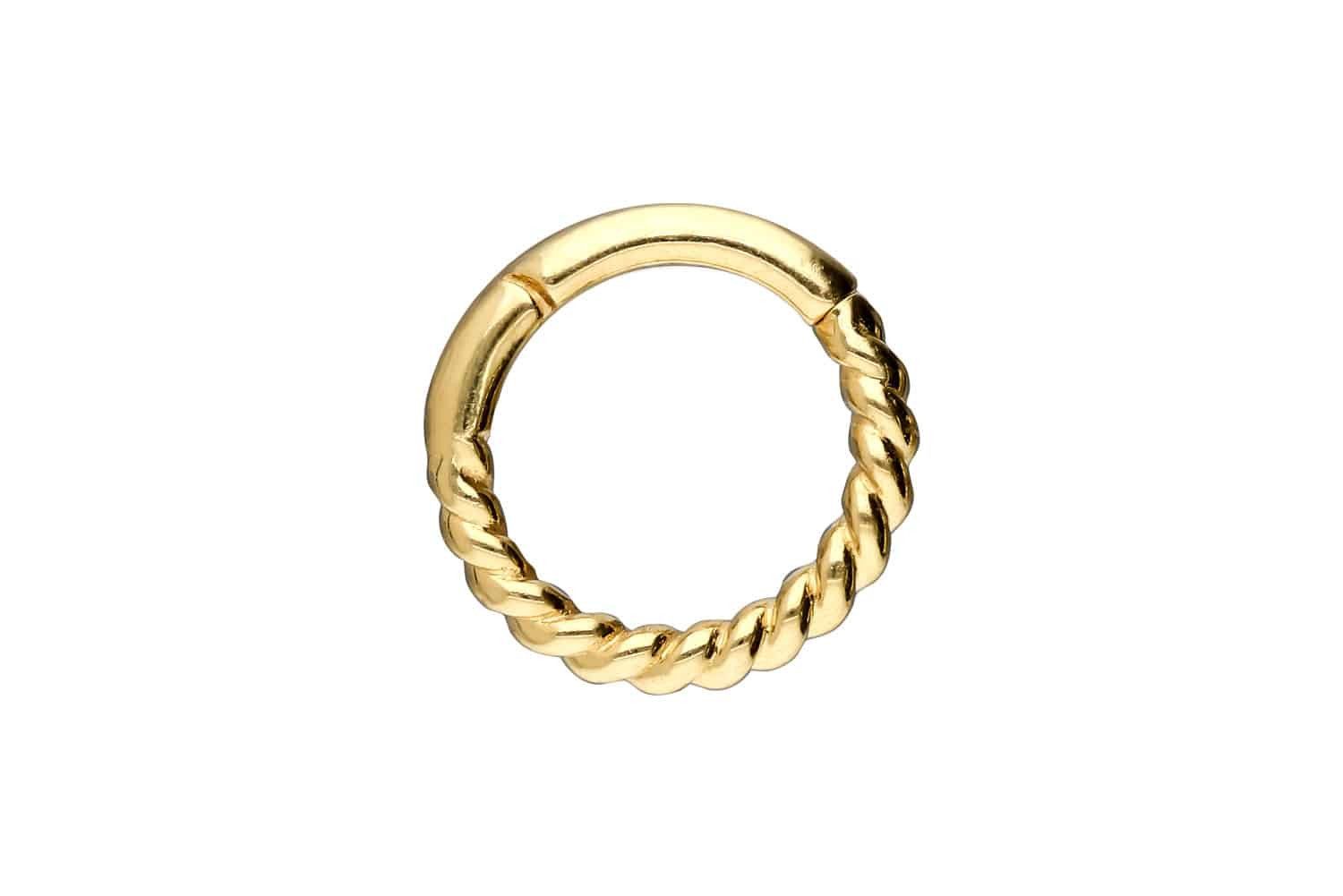 PIERCINGLINE Nasenpiercing 18 Karat Gold Segmentring Clicker GEDREHT Ohrpiercing Septum Nase (Clicker, 1-tlg), Ohrpiercing für Conch, Helix, Tragus, Daith, Lobe