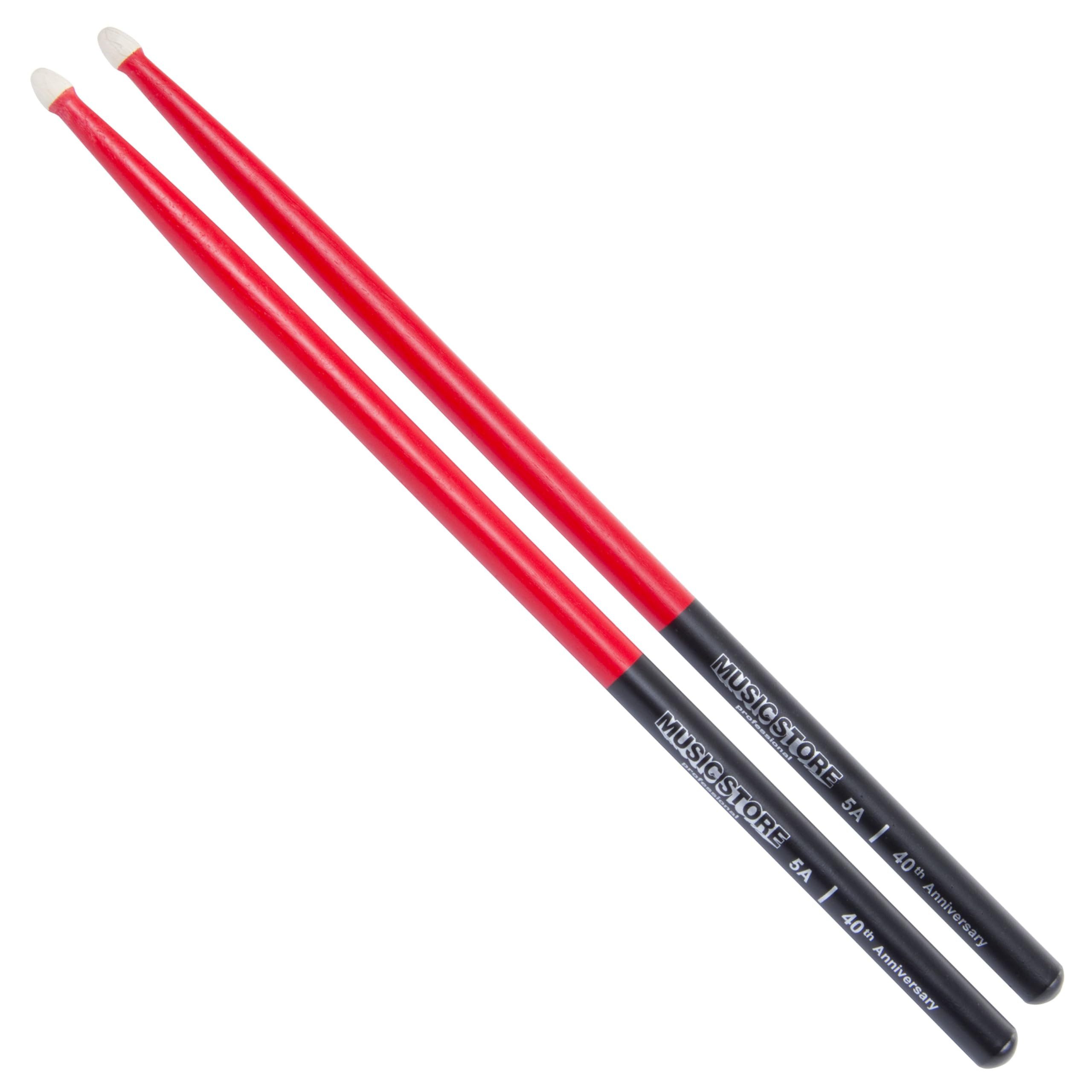 MUSIC STORE Drumsticks (Hornbeam 5A Drumsticks Robust Balanced Sticks Drums Cymbals Black Red Finish 40.4cm Length 1.4cm Diameter, Sticks, Beater und Mallets, Drumsticks Holztip), Drumsticks, Balanced Drumsticks, Hornbeam Drumsticks