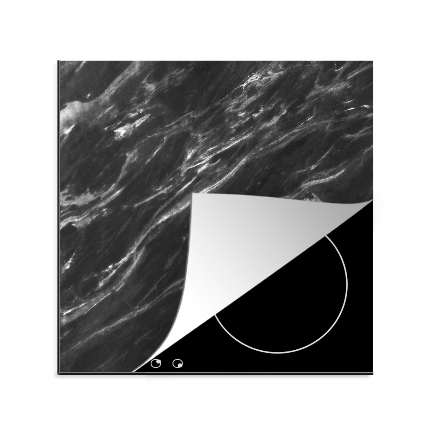 MuchoWow Herdblende-/Abdeckplatte Marmor - Muster - Wellen, Vinyl, (1 tlg), 78x78 cm, Ceranfeldabdeckung, Arbeitsplatte für küche