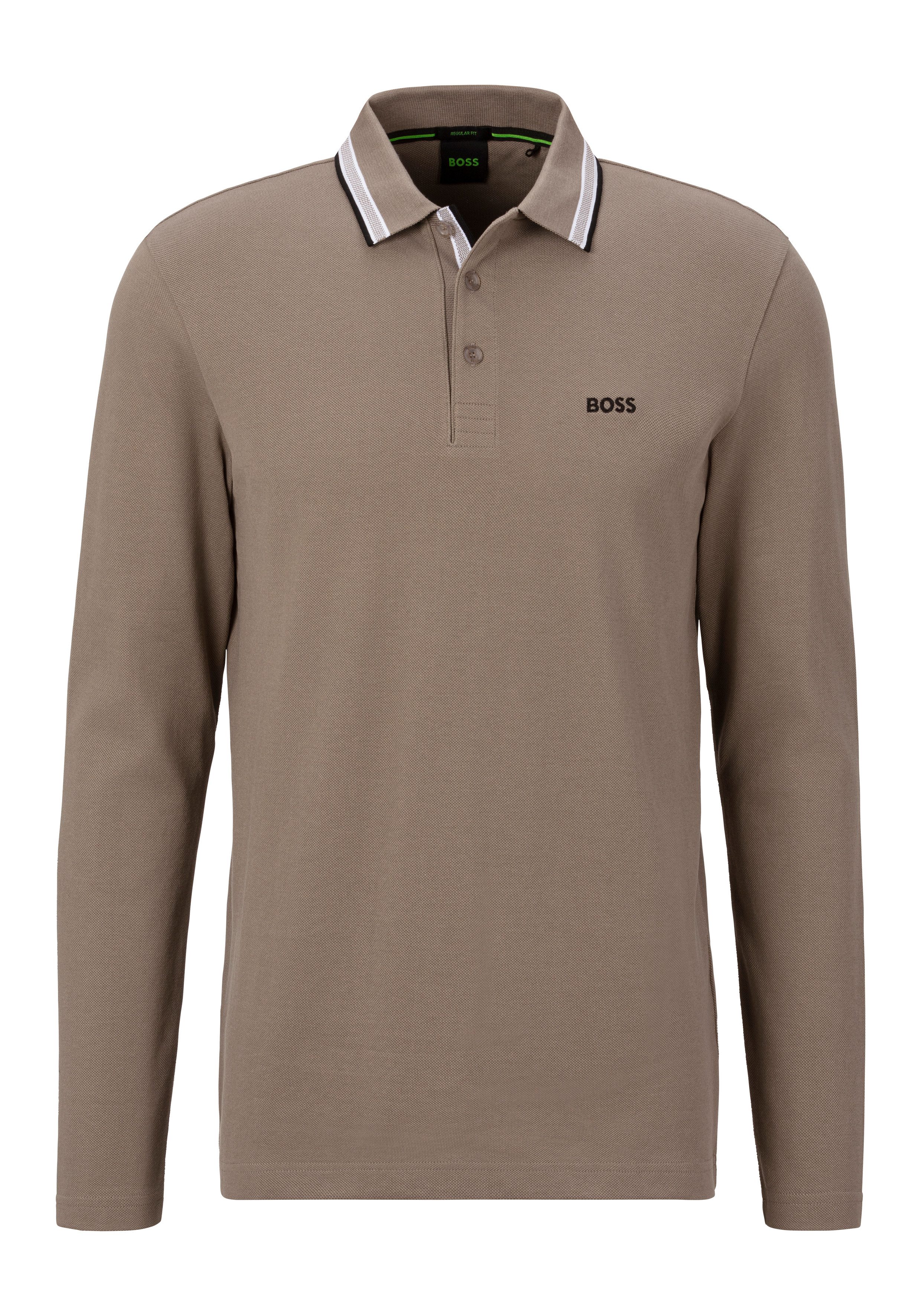 BOSS GREEN Langarm-Poloshirt Plisy mit Streifen günstig online kaufen