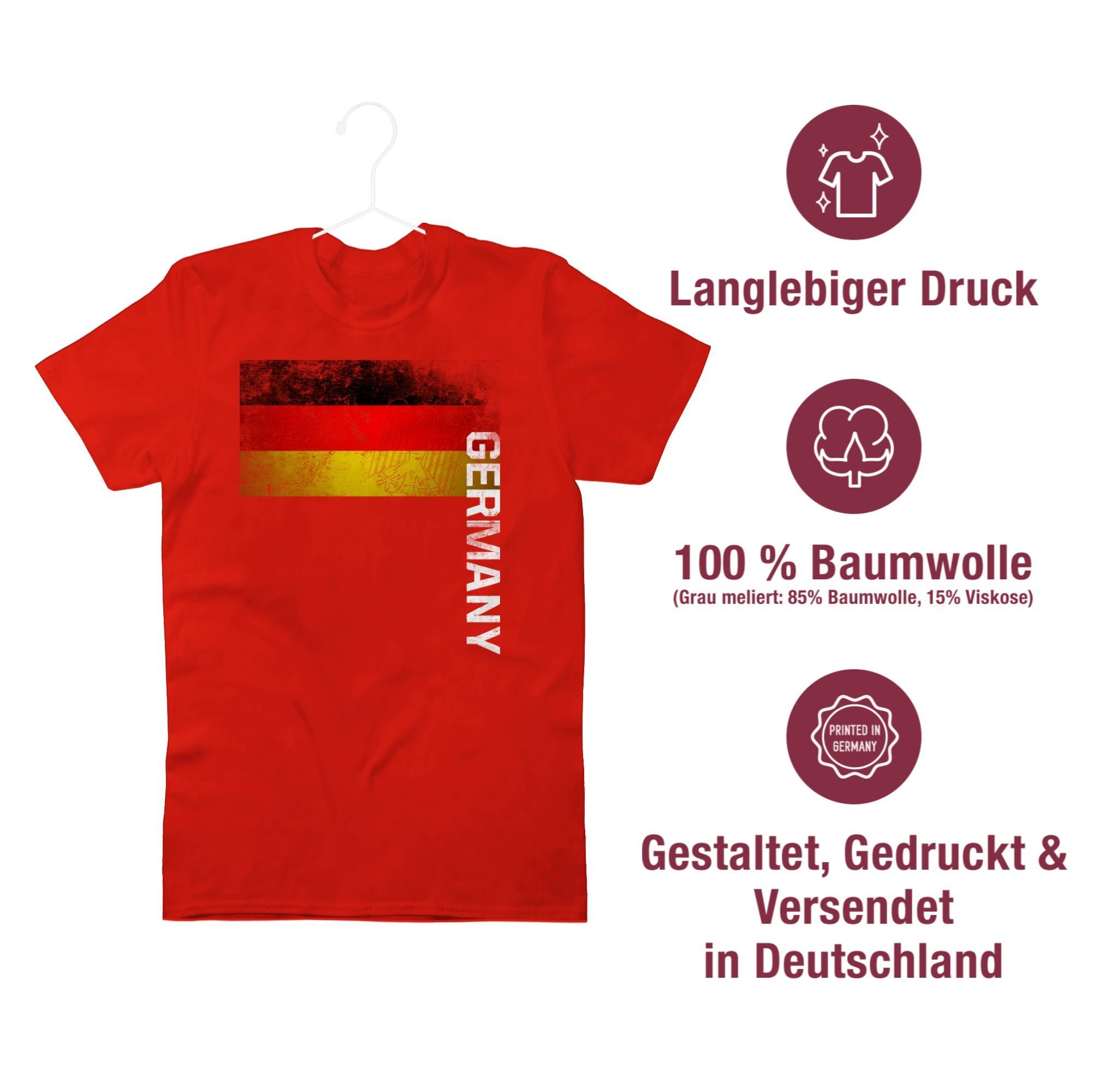 Flagge 2 Germany Deutschland Adler Rot T-Shirt Shirtracer Vintage 2024 EM Fussball
