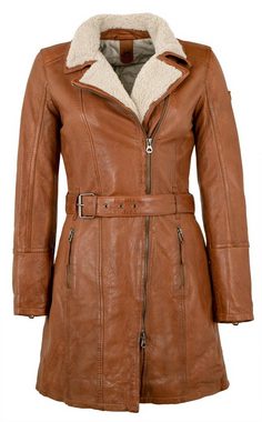 Gipsy Lederjacke GWTamala Echtleder Damen Ledermantel Lammnappa cognac