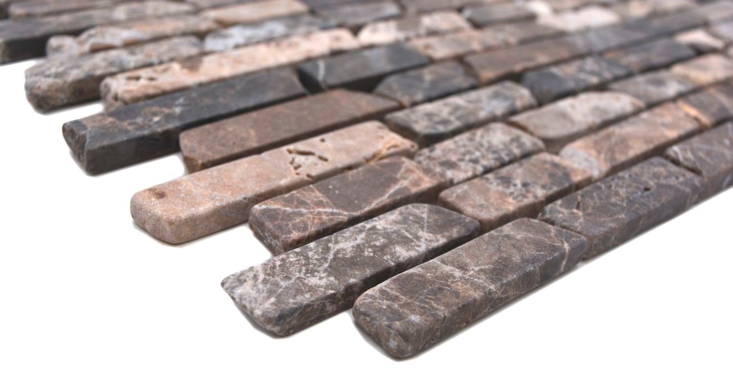 Brick Naturstein Mosaik Marmor Mosani dunkelbraun Bad Verbund Mosaikfliesen Küche