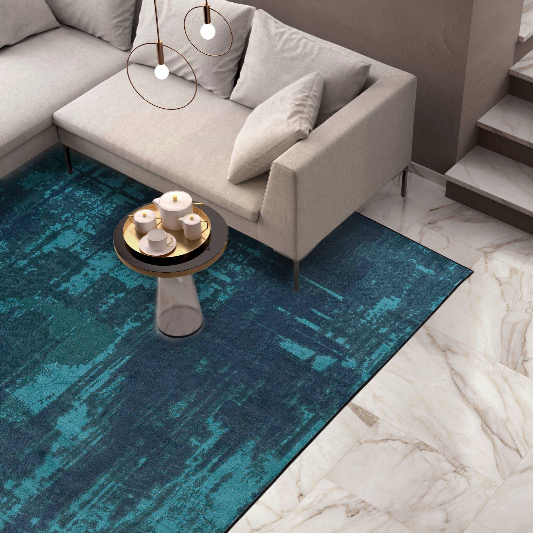 Mazovia Designteppich Modern Teppich Wohnzimmerteppich Abstrakt Grün, 120 x günstig online kaufen