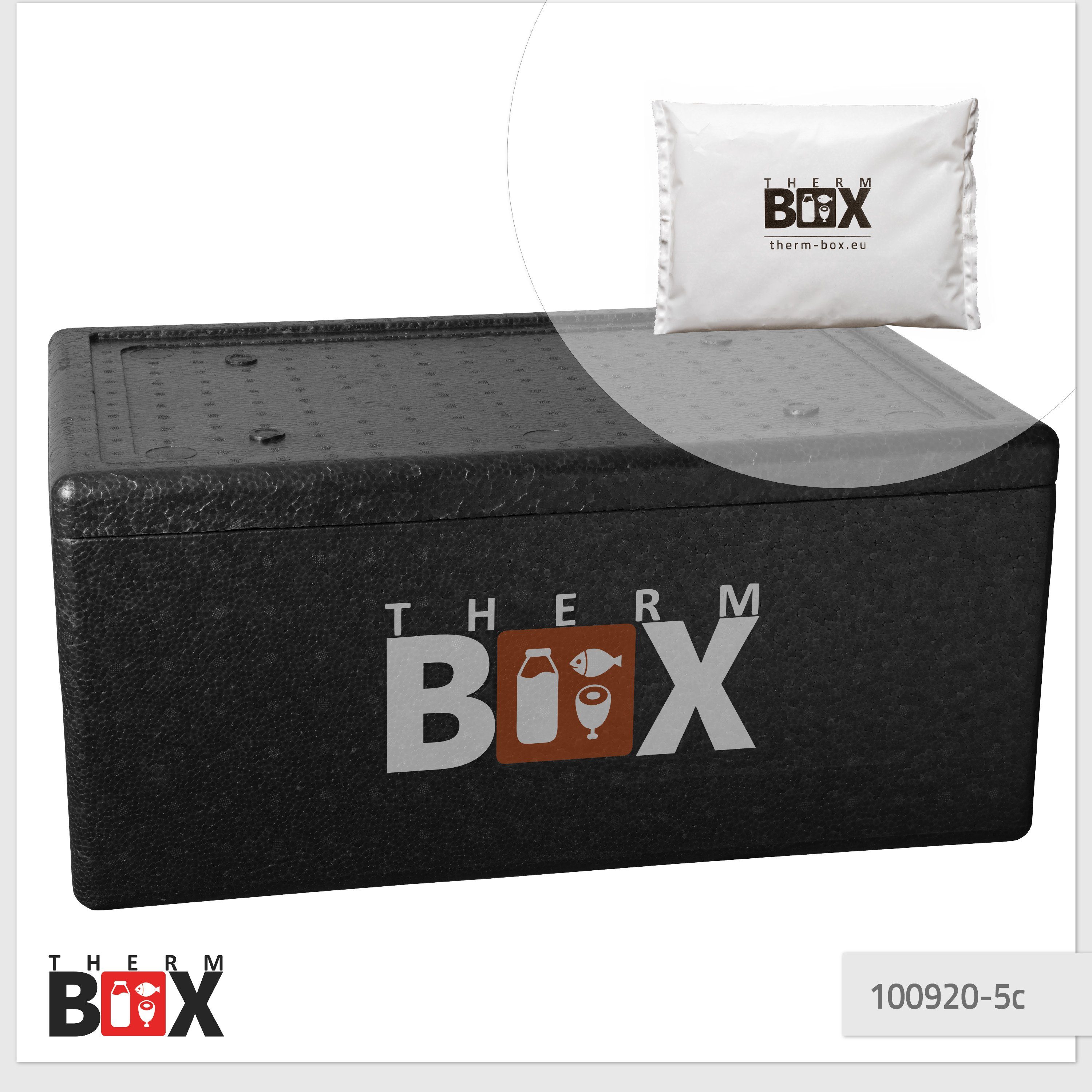 (0-tlg., Profibox Thermobehälter GN Gastro Thermbox für 54x34x22cm mit Kühlkissen), THERM-BOX Styropor-Piocelan, Transportbox 40L Kühlakku Innen: Kühlkissen, Kühlbox mit 5