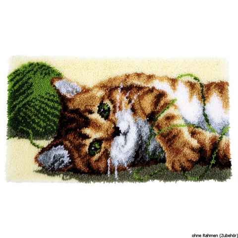 Vervaco Kreativset Vervaco Knüpfteppich "Spielende Katze", (embroidery kit by Marussia)