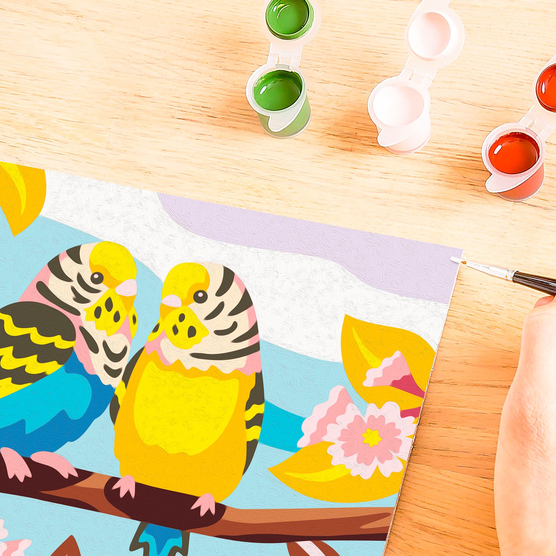 Ravensburger Malen nach Zahlen CreArt, Bunte Wellensittiche, Made in Europe