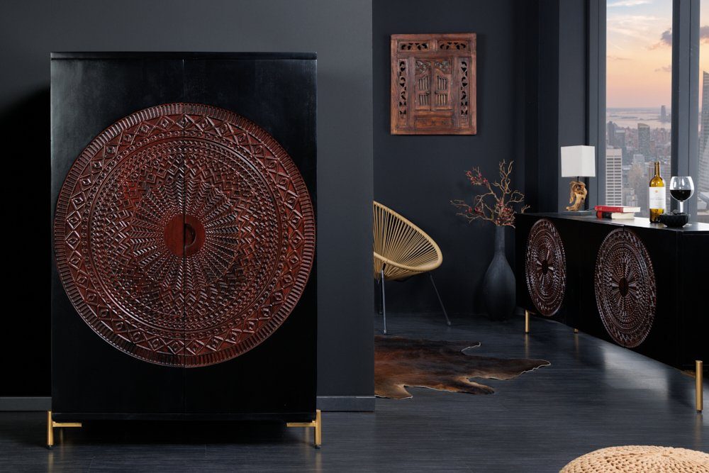 riess-ambiente Barschrank MANDALA 140cm schwarz / günstig online kaufen