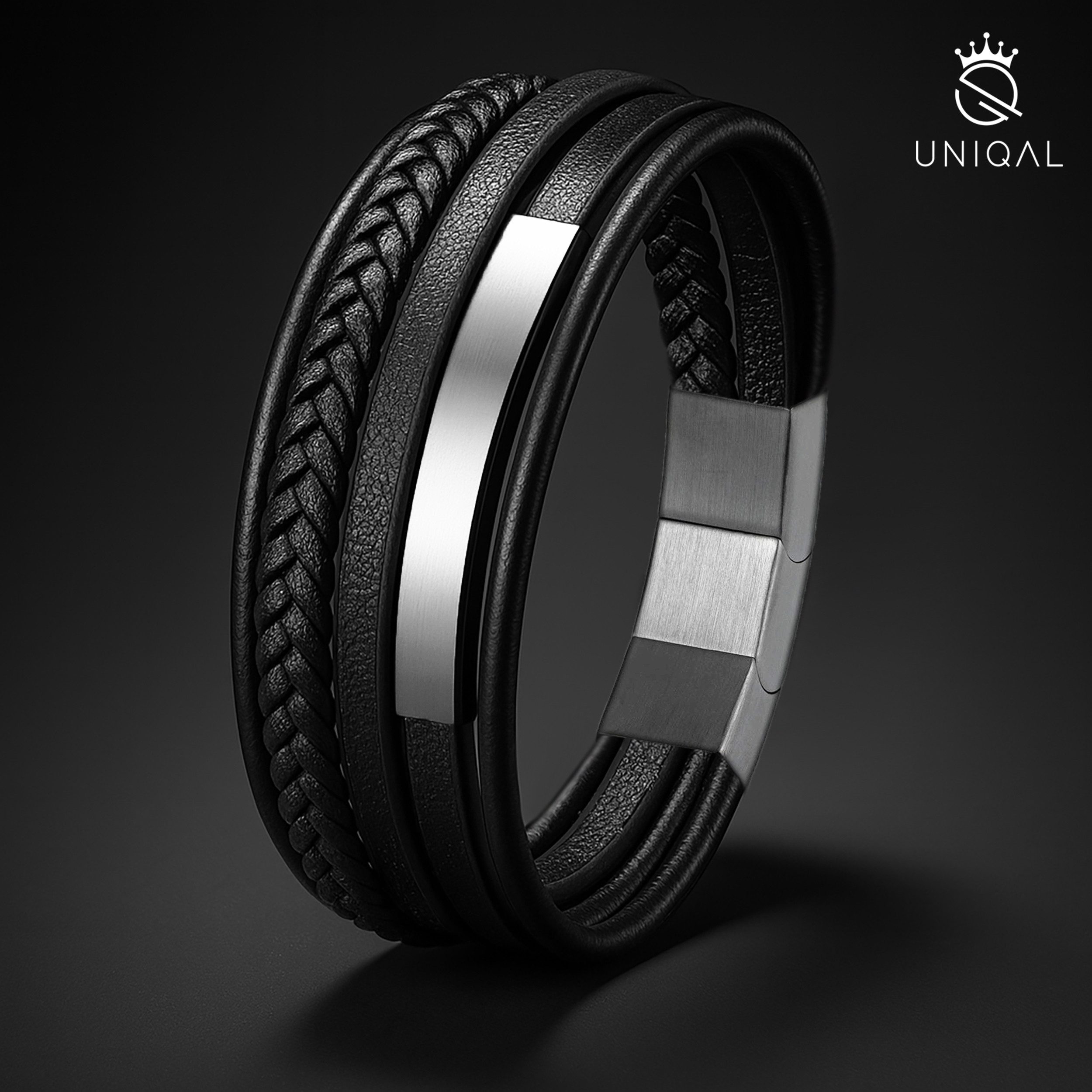 UNIQAL.de Lederarmband Lederarmband Herren "PLATE" geflochten, günstig online kaufen