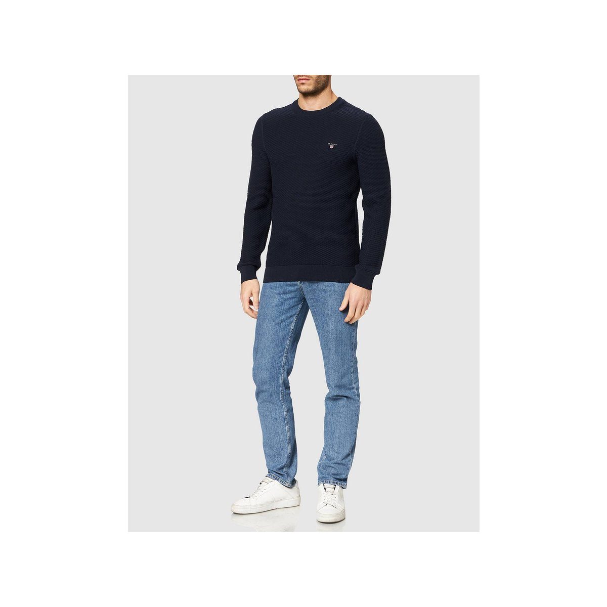 Gant blau (1-tlg) regular V-Ausschnitt-Pullover fit