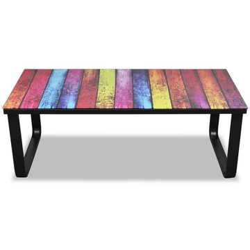 tinkaro Couchtisch HARTRAD Glas/Stahl Wohnzimmertisch Regenbogen-Motiv