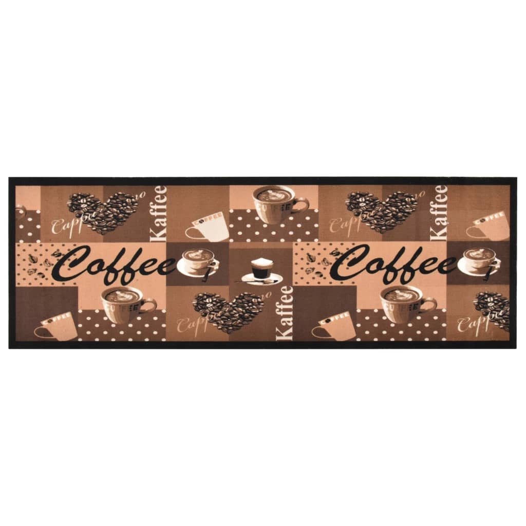 furnicato Teppich Trendige Bodenmatte 180 x 60 cm in Kaffee-Aufdruck Braun, 60 x 180 cm, Maschinenwaschbarer Teppichläufer mit rutschfester Latexbasis