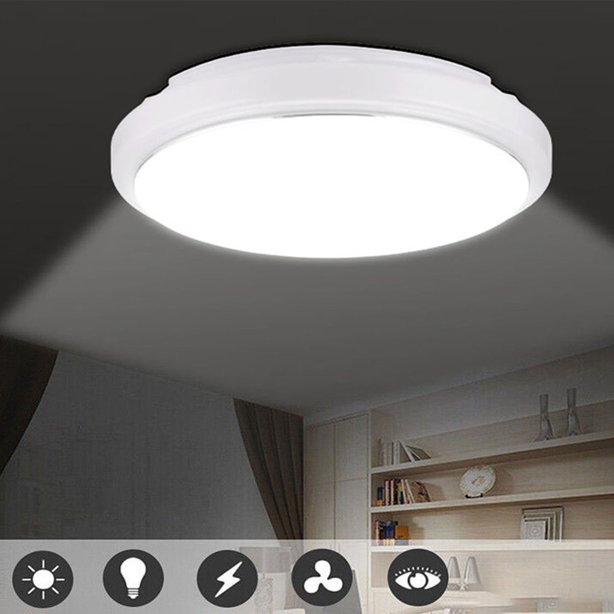 LETGOSPT Deckenleuchte Modern LED Deckenleuchte ‎Kaltweiß, fest 10W Deckenlampe, LED Silberdraht-Design Schlafzimmer IP44 Küche integriert, Wohnzimmer für Flach Wasserdicht, Ø20cm Badezimmerlampe Deckenlampe Rund