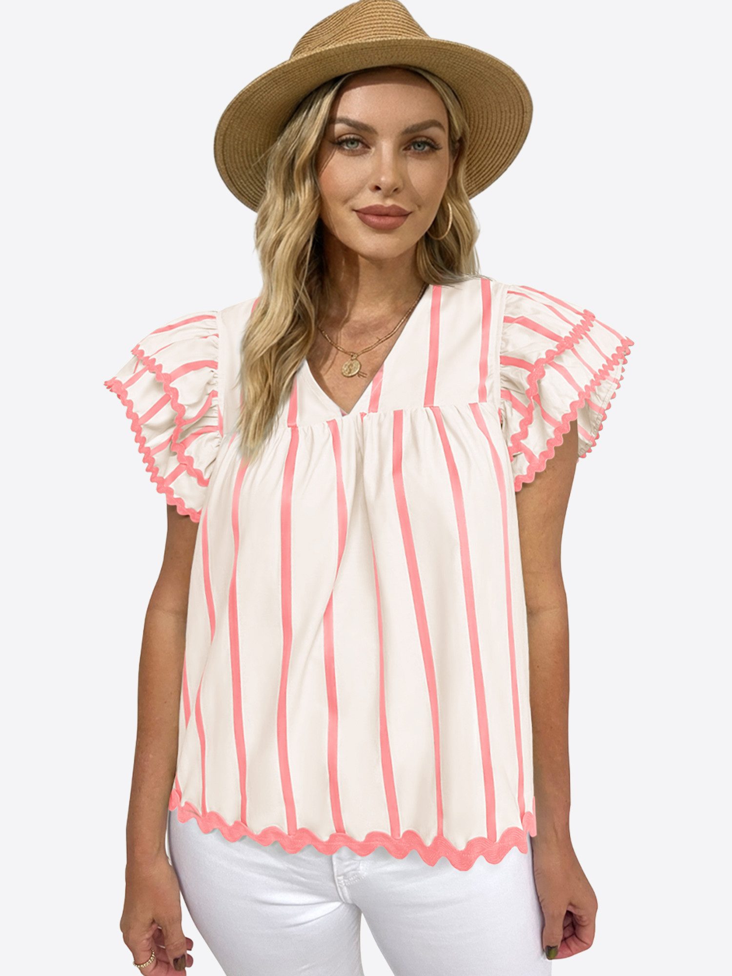 Imily Bela Blusentop Damen V-Ausschnitt Bluse mit Rüschen (Packung, 1-tlg., günstig online kaufen