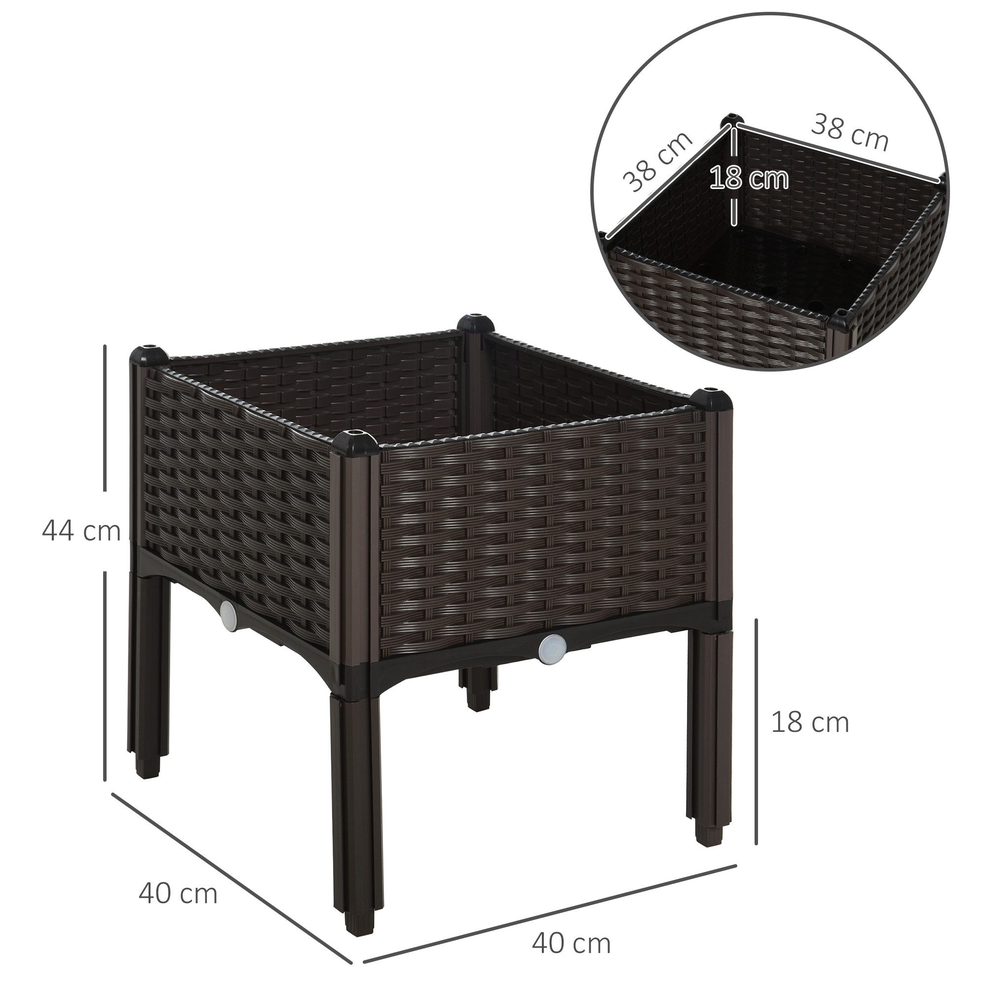 MC Star Hochbeet Pflanzkasten Rattan-Look 40x40x44cm günstig online kaufen