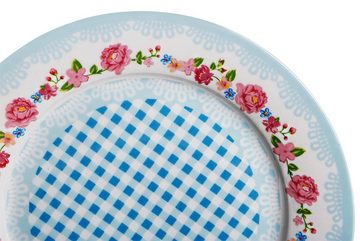 Paci Kuchenteller Kuchen-Servierplatte ø 27 cm mit Kuchenheber Blau geblümt, (2 St)