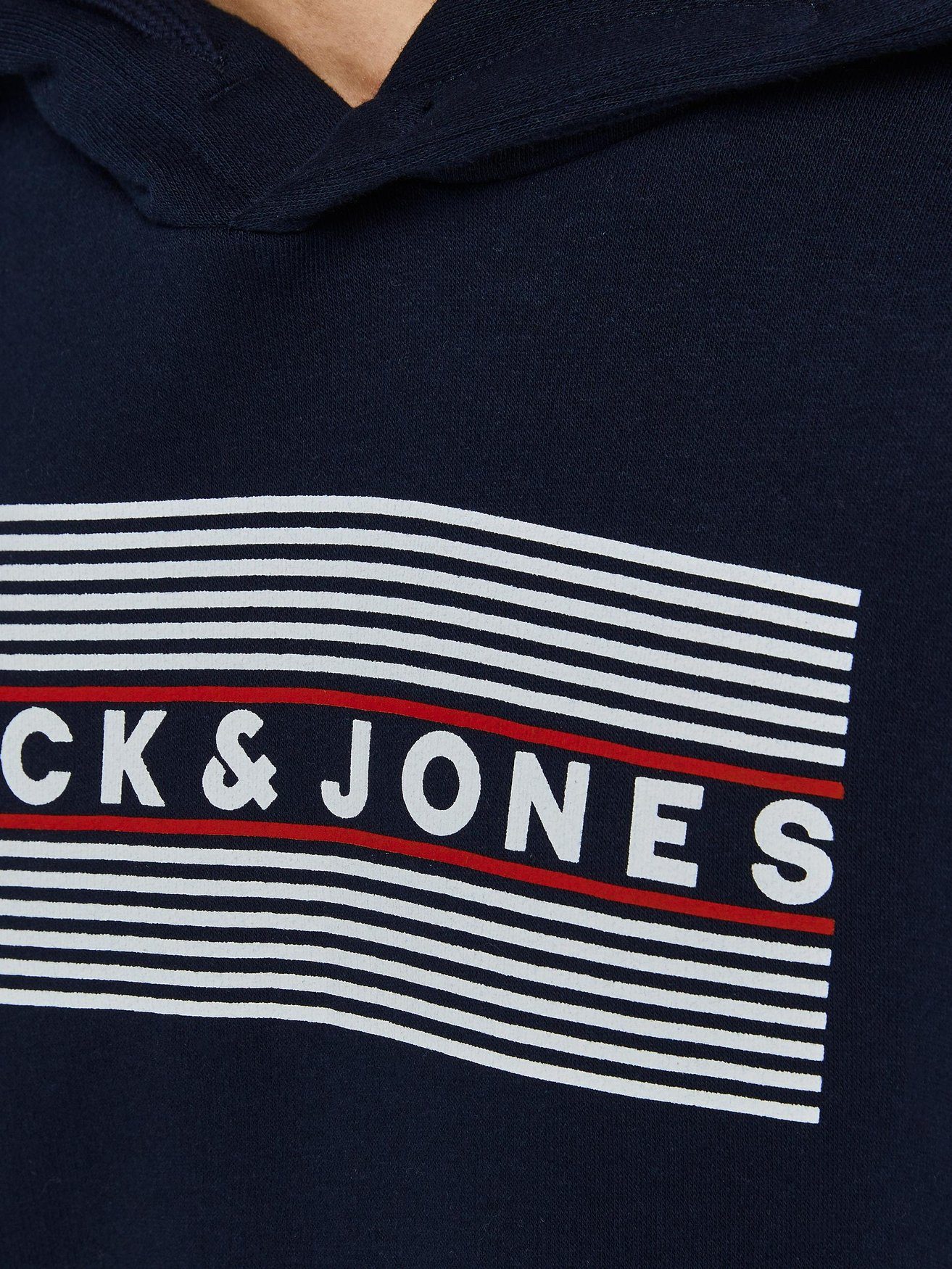 Jack & Sweater 6502 Junior Hoodie Jones Jones Kapuzen JJECORP Pullover & in Jack Logo Blau Hoodie