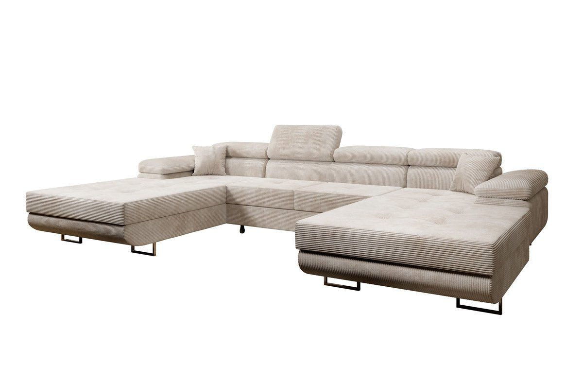 Luxusbetten24 Schlafsofa Designer Sofa Calvera U in Cord, mit Stauraum und günstig online kaufen
