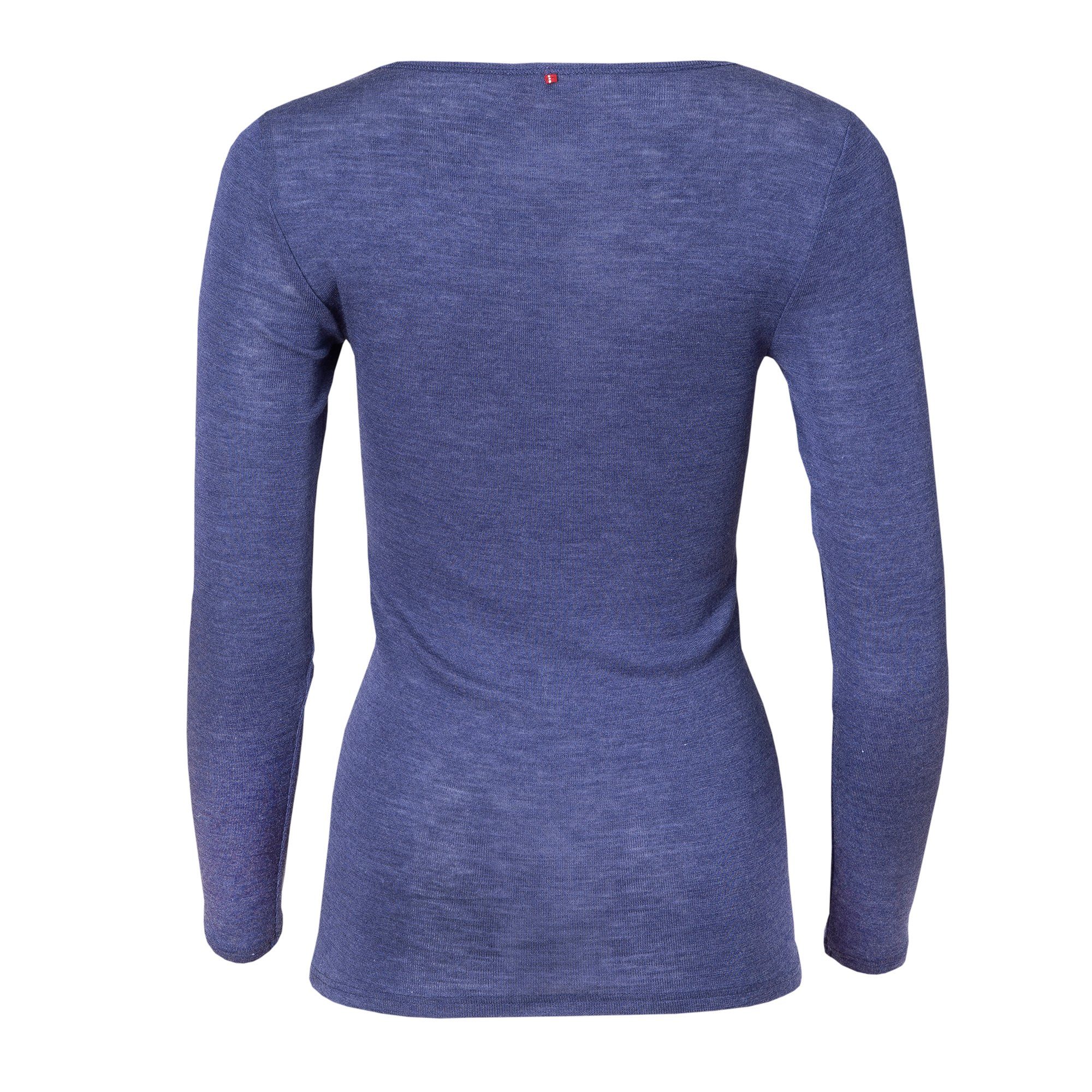 People Blau Organic Rundhalsshirt, Wolle-Seide Langarmshirt Wear Damen