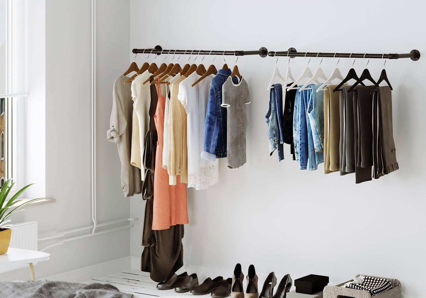SONGMICS Kleiderstange (1 St), Wandmontage, 92 x 30 x 7,5 cm