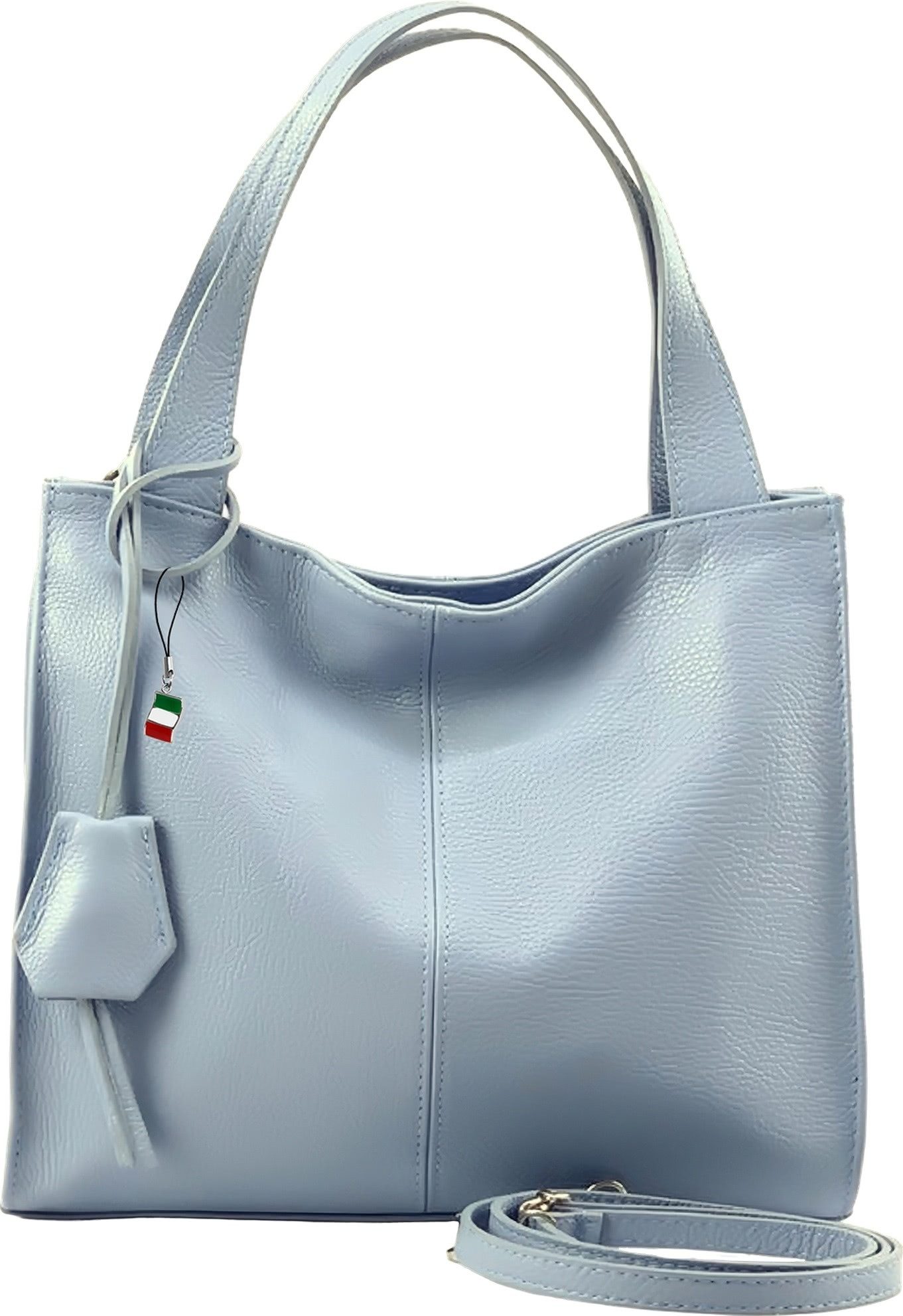 Schultertasche Florence Echtleder Hobo Bag Damen hellblau