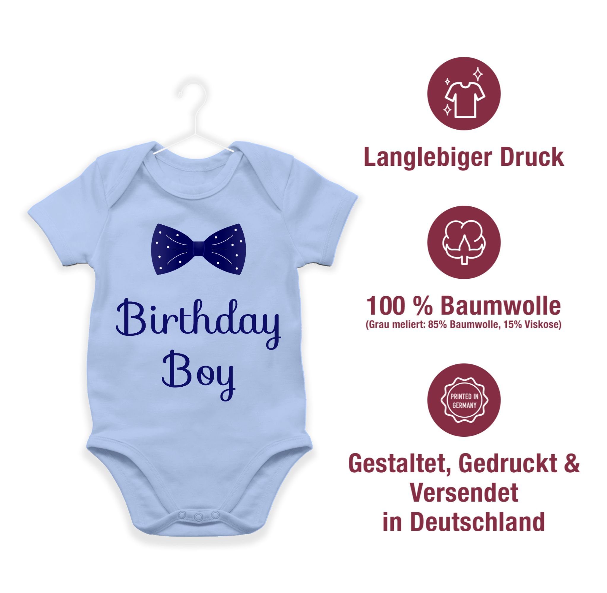 Birthday Babyblau Shirtbody Babys Boy Geburtstag Shirtracer - Fliege Geschenk 2 für