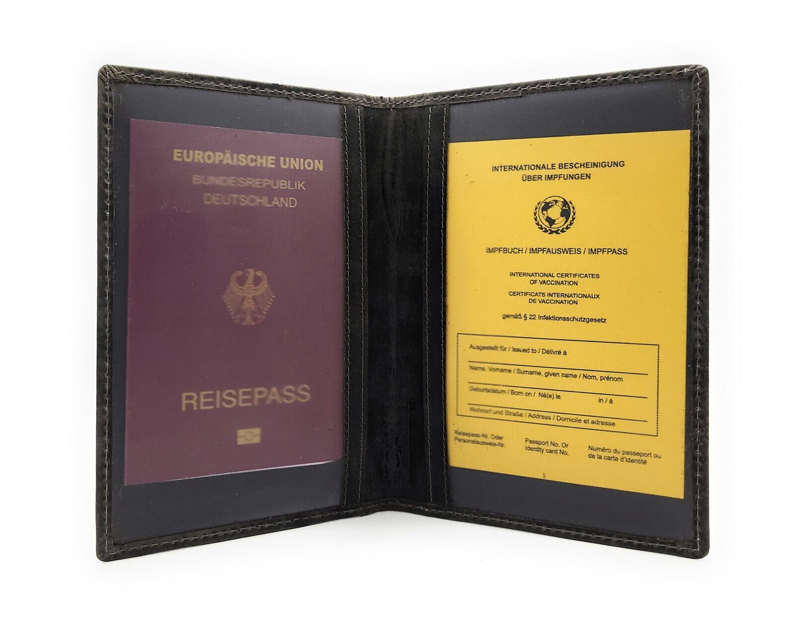 JOCKEY CLUB Brieftasche echt Leder Etui Hülle Dokumenten Mappe für Schwerbehindertenausweis, Waffenschein, Jagdschein, Reisepass, Hirsch