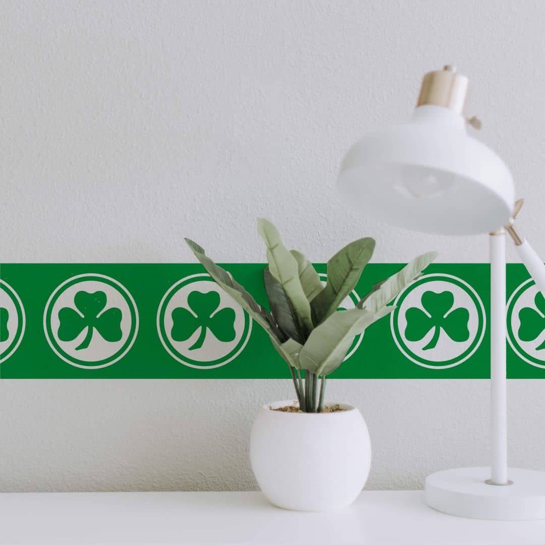 Greuther Fürth Wandtattoo Fußball Wandtattoo SpVGG Greuther Fürth Bordüre Kleeblatt Grün Aufkleber, Wandbild selbstklebend, entfernbar