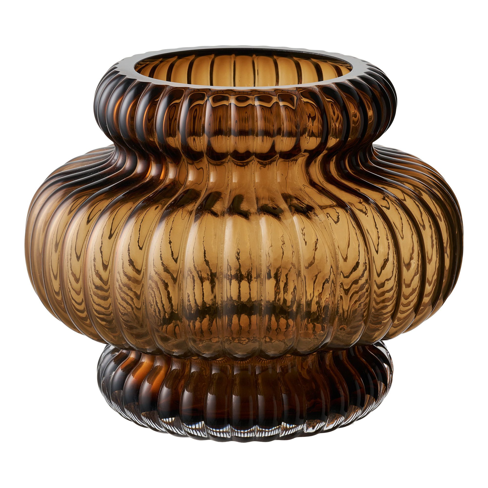 tinkaro Dekovase Vase mundgeblasen ø20x16 cm Rauchbraun (1 St), Handgefertigtes Blumengefäß mit charakteristischer Glasoptik