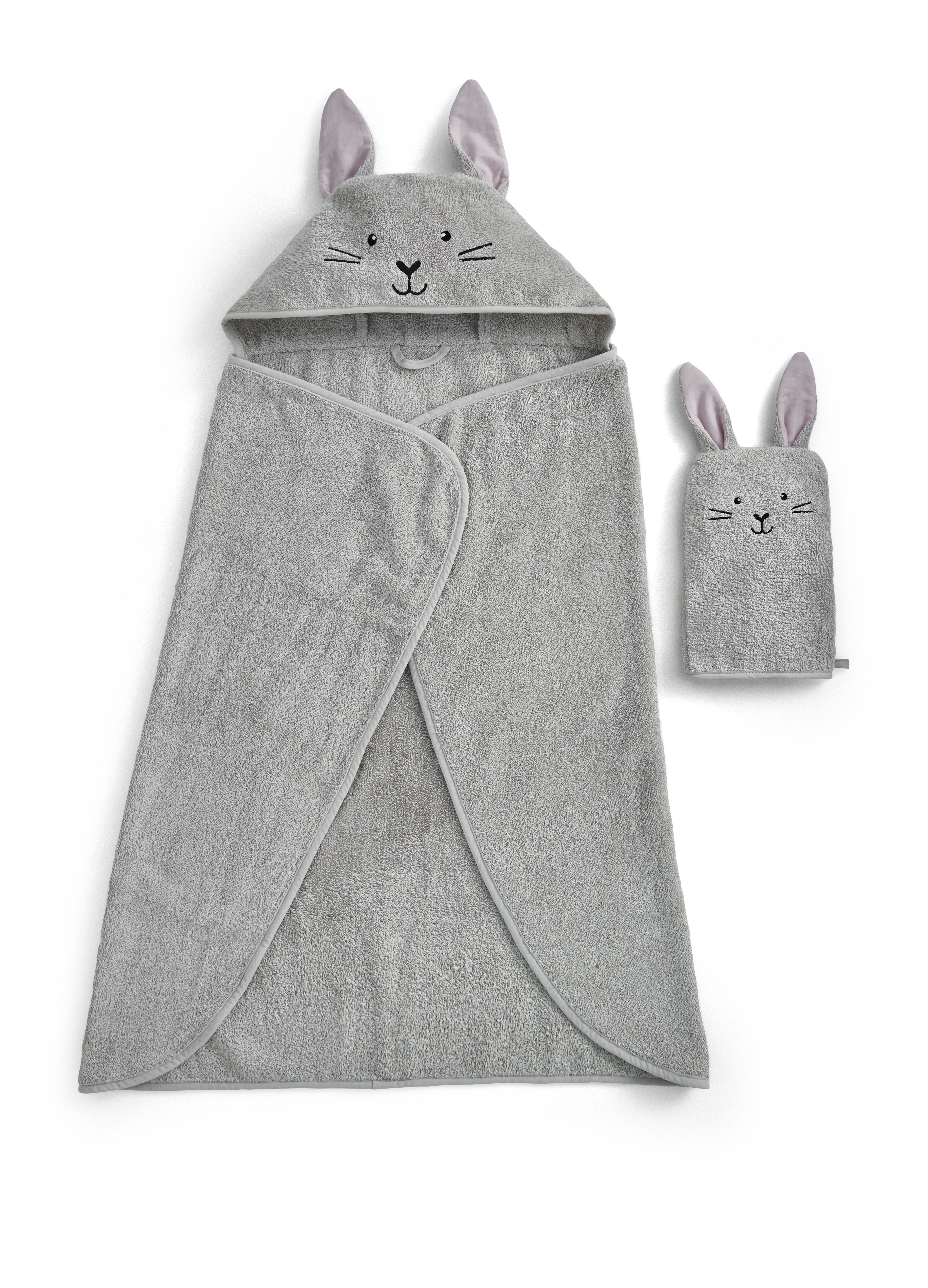Christy Handtuch Set Christy Baby Hase, Walkfrottier (Set, 2-St), 1 Kapuzen-Badetuch (95x90 cm) und 1 Waschhandschuh (23x15 cm)