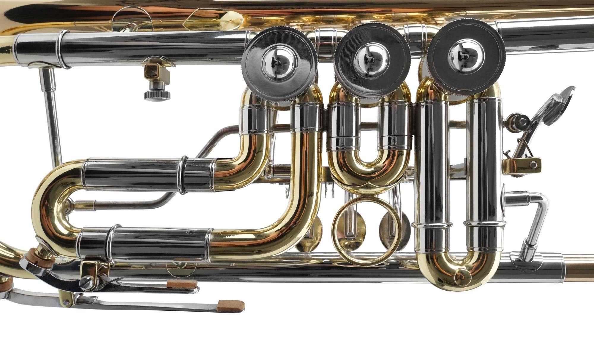 Classic Cantabile Trompete TR-43G Bb-Konzerttrompete Bb, inkl. Koffer & Mundstück, Mundrohr: Goldmessing, Schallbecher: 129 mm